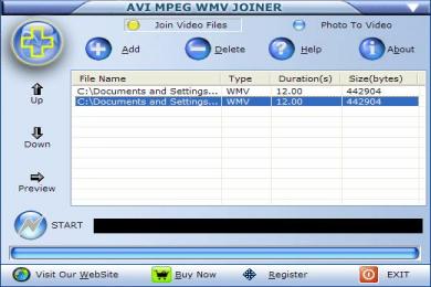 Screenshot AVI MPEG WMV Joiner