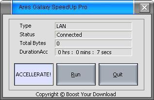 Captura Ares Galaxy Speed Up pro