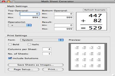 Captura Math Sheet Generator