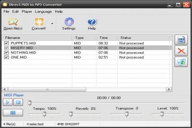 Screenshot Direct MIDI to MP3 Converter