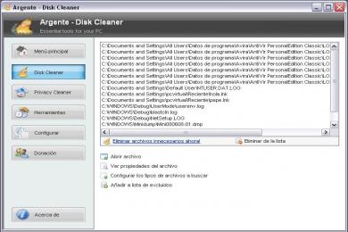 Screenshot Argente Disk Cleaner