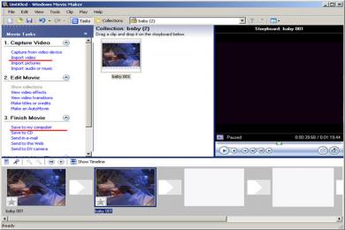 Screenshot Windows Movie Maker für XP