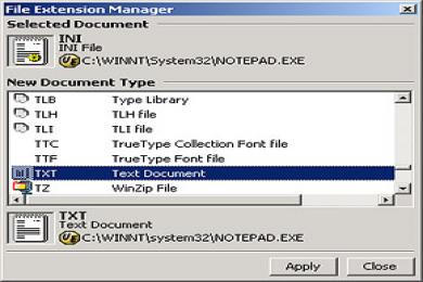 Cattura File Extension Manager