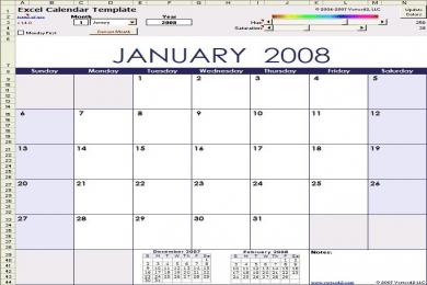 Screenshot Excel Calendar Template