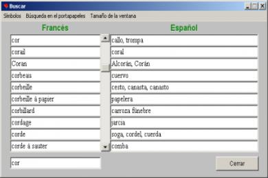 Screenshot Freelang Wörterbuch Französisch-Spanisch