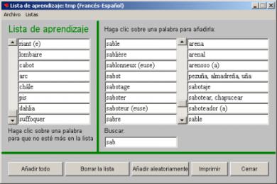 Screenshot Freelang Wörterbuch Französisch-Spanisch