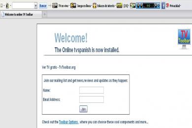 Screenshot Online TV Toolbar Firefox