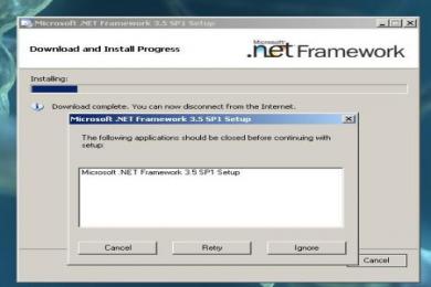 Screenshot Microsoft .NET Framework Service Pack 1