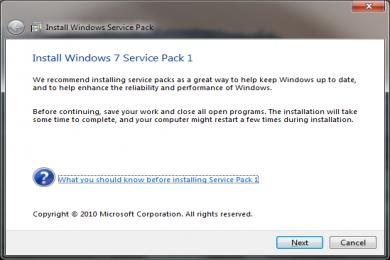 Cattura Windows 7 Service Pack 1