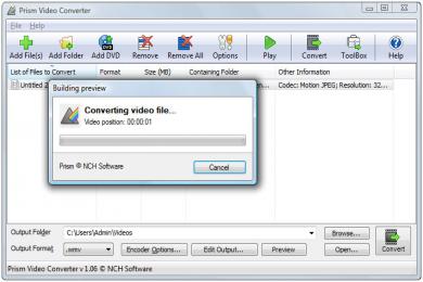 Screenshot Prism Video Converter