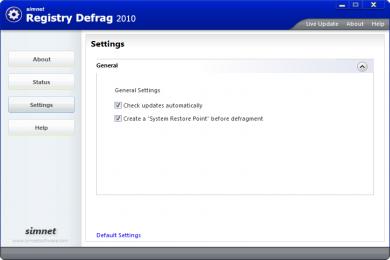 Captura Simnet Registry Defrag 2010