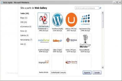 Screenshot Microsoft WebMatrix