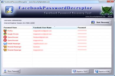 Capture Facebook Password Decryptor