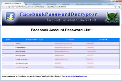 Cattura Facebook Password Decryptor