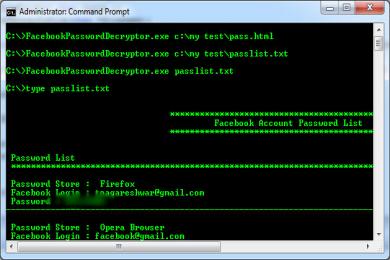 Capture Facebook Password Decryptor