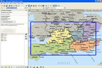 Screenshot Microsoft MapPoint Europe