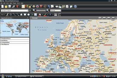 Screenshot Microsoft MapPoint Europe