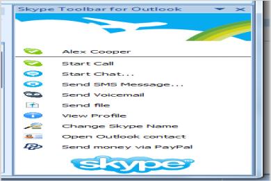Screenshot Skype Email Toolbar