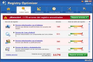 Screenshot WinZip Registry Optimizer
