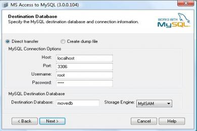 Screenshot Access to MySQL