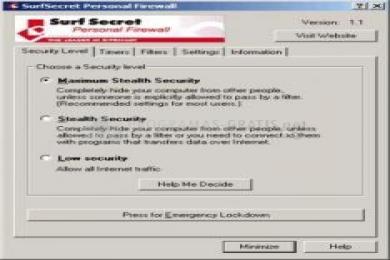 Captura SurfSecret Personal Firewall