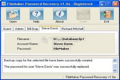 Captura FileMaker Password Recovery