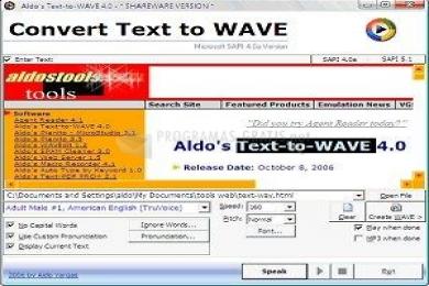 Captura Aldo Text to WAVE