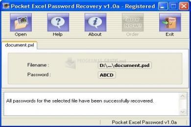 Captura Pocket Excel Password Recovery