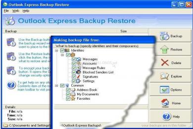 Captura Outlook Express Backup Restore