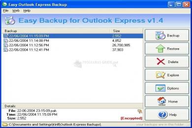 Captura Easy Backup Outlook Express