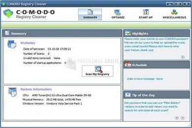 Screenshot Comodo Registry Cleaner
