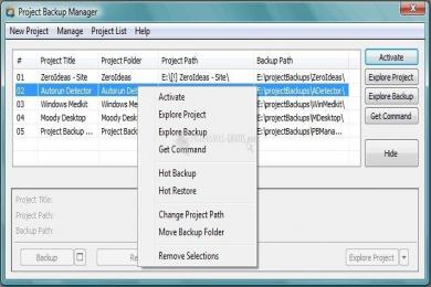 Captura Project Backup Manager
