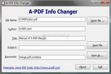 Captura A-PDF Info Changer