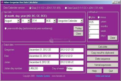 Captura Julian Gregorian Dee Date Calculator