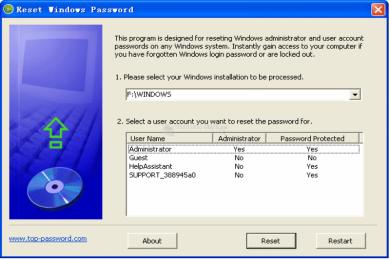 Captura Reset Windows Password