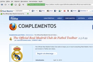 Screenshot Official Real Madrid Toolbar