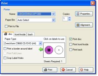Screenshot CD/DVD Label Maker