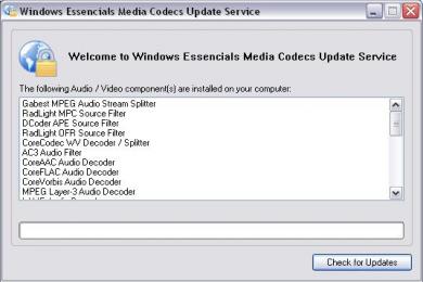 Screenshot Windows Essentials Codec Pack