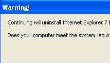 Screenshot Internet Explorer 7 Uninstall