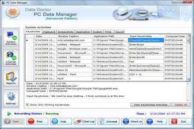 Screenshot Data Doctor PC Data Manager KeyLogger