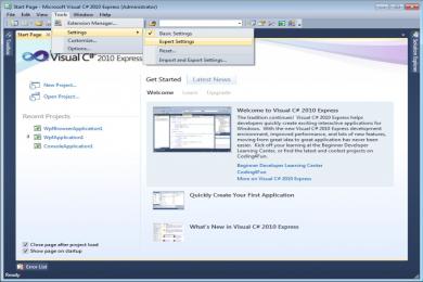 Screenshot Visual C++ Express Edition