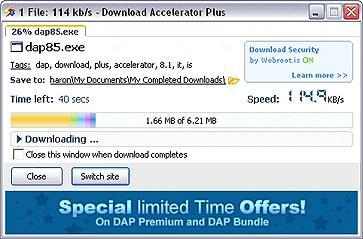 Screenshot Download Accelerator Plus (DAP)