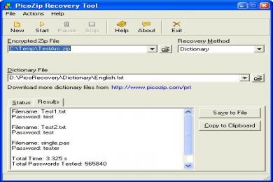 Cattura PicoZip Recovery Tool