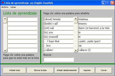 Screenshot Wörterbuch Freelang Englisch-Spanisch