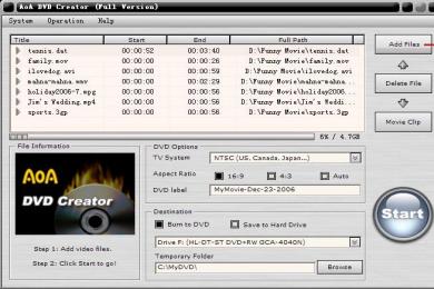 Screenshot AoA DVD Creator