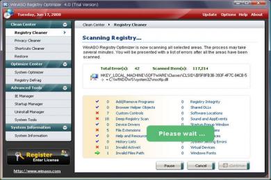 Captura WinASO Registry Optimizer