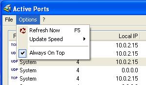 Screenshot Active Ports