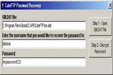 Captura CuteFTP Password Recovery
