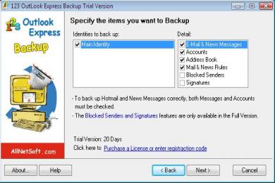 Cattura 123 Outlook Express Backup