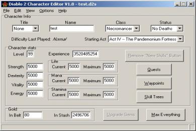 Screenshot Diablo 2 Character Editor